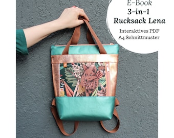 Backpack Sewing Pattern Instant Download Crossbody Handbag PDF Beginner Pattern Cutting Corners Design Lena Bag