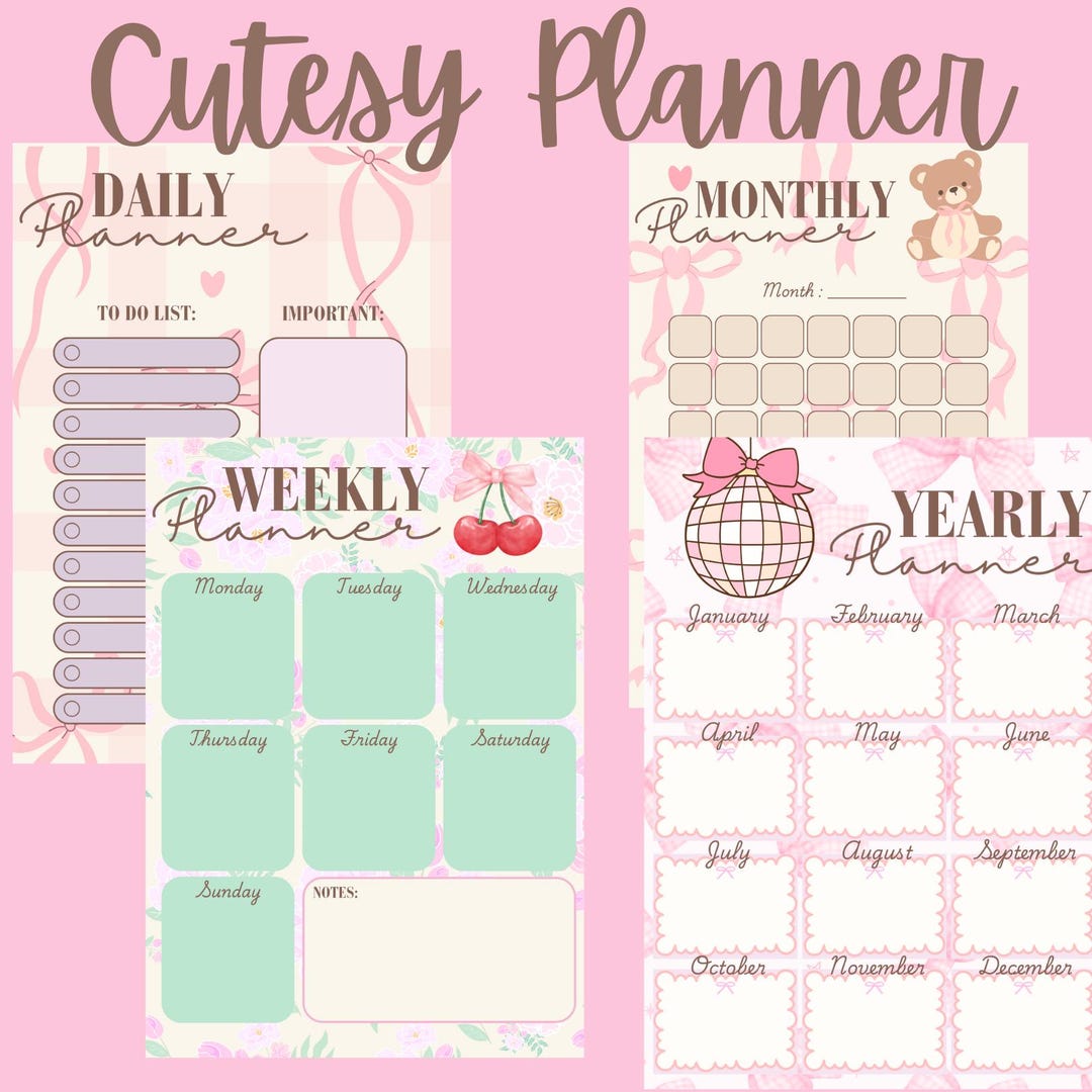 Cutesy Coquette Printable Planner | Daily Planner | to Do List Planner ...