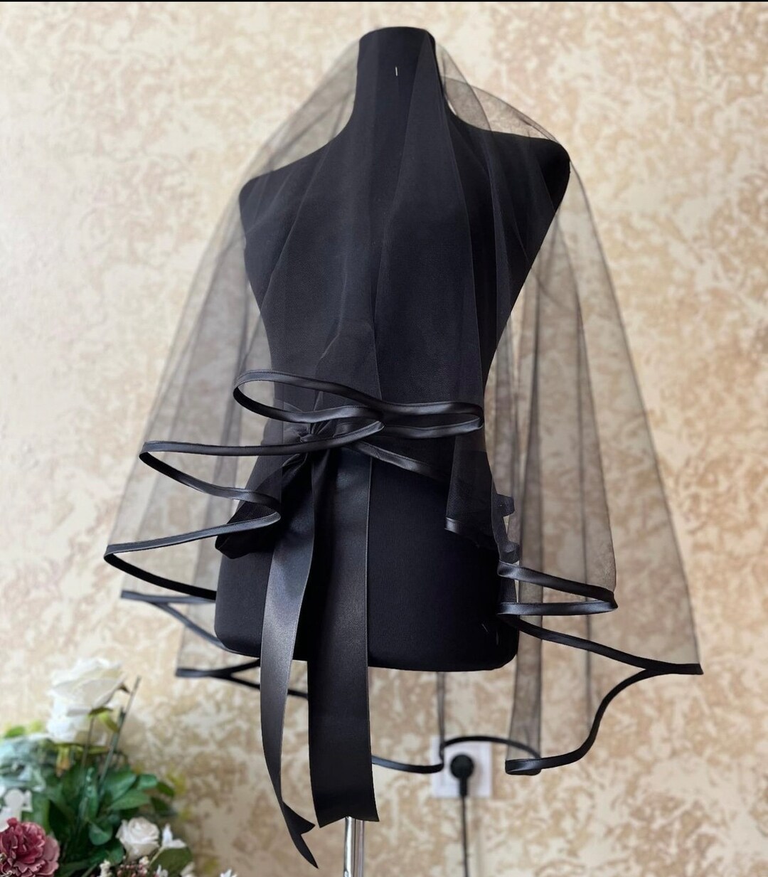 Black Bridal Veil Cathedral Veil Classic Veil Blackbridal Etsy