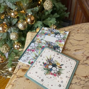 Kavelkaart + Notitieboekje Kerstwit patroon – Les Fleuris de Poetry - Editions français Flowers