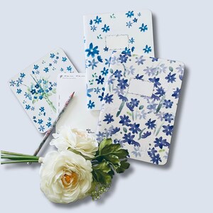 Papeterie 2 carnets et 2 cartes motifs fleuris mauves et bleus - Editions French Flowers