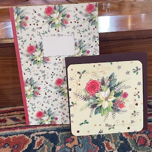 Kavelkaart + Notitieboekje Kerstrood patroon – Les Fleuris de Poetry - Editions français Flowers