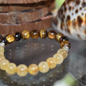 Citrine and Tiger&#39;s Eye Gemstone Bracelets 8 MM Beads – Wealth & Integrity