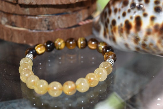 Citrine and Tiger's Eye Gemstone Bracelets 8 MM Beads – Wealth & Integrity