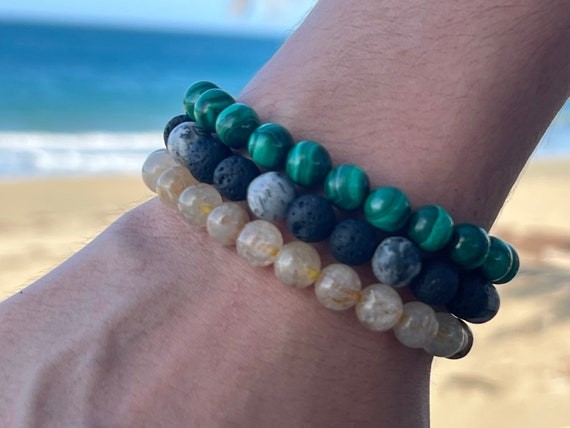 Buy the Trio for Less -- Malachite , Citrine & Tiger Eye,  Lava Rock with Map Jasper  -- Grounding, Nurturing,  Protective and Wealth