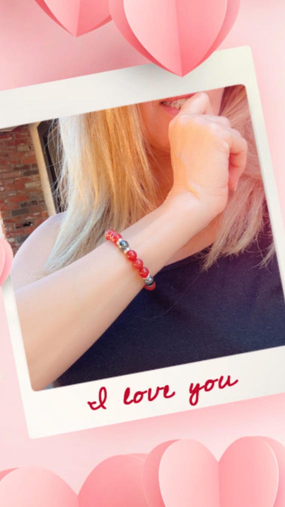 Our Unique Madagascar Carnelian with  Hematite Gemstone Bracelet –  Passion,  Vitality & Protection