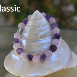 Divine Harmony: Amethyst and Rose Quartz Gemstone Bracelet Set - Embrace Femininity, Experience Healing, and Save 25%!