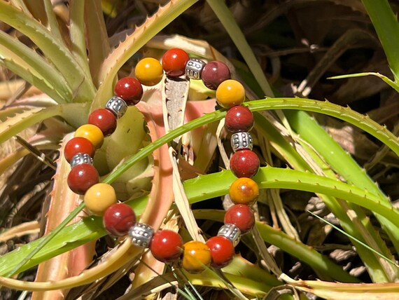 Mookaite Red and Yellow Gemstones Bracelet 8 MM 7 Inches -- Self-confidence