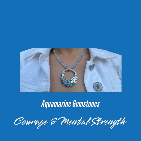 Aquamarine 6 MM Beads 17" Necklace –925 Sterling Silver Spacer and Closure - Exclusive Design - Only ONE