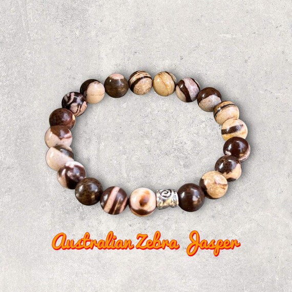 Australian Zebra Jasper Bracelet 8MM Gemstone Beads – Balance, Positivism & Determination