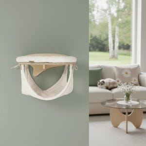 SOLO SHELF with a Bed and Hammock - modern cat wall furniture. Playground, shelter & climb shelf. Multiple colors, pet-friendly.