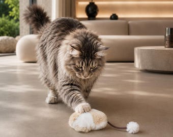 PIA - Cat Toy Durable Teaser, Fishing Pole, Handmade, Premium Quality. Pet-friendly, washable.