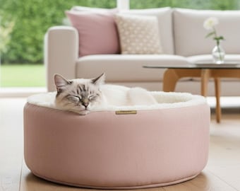AURA - cat & dog premium bed pillow, mat. Handmade, warm, comfortable pet shelter. Pet-friendly, washable.