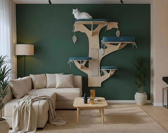 Mehrstufiger Katzenbaum Mit Blumen-Design – Kratzbaum, Spiel- Und Schlafplatz Für Bis Zu 4 Katzen, Stabiler Eisenrahmen
