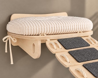 OVALREST CONNECT modern cat wall furniture, perch with beds. Playground, shelter & climb shelf. Multiple colors, pet-friendly.