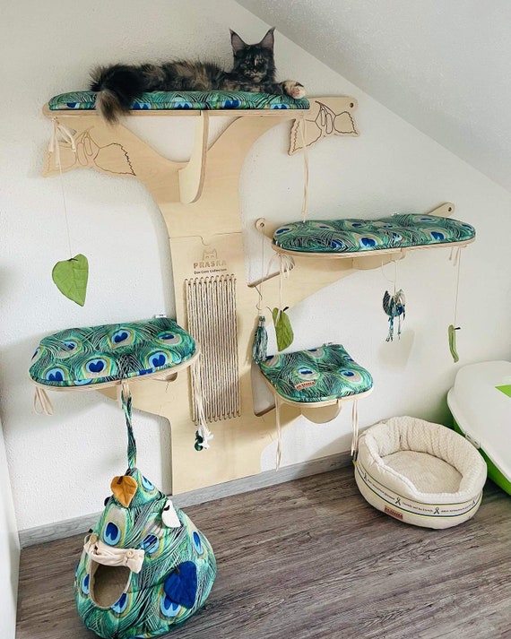 rbol para gatos Hojas de rama de abedul Conjunto de estantes