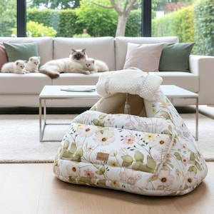 BABY BORN PLUS - Cama de maternidad para gatos, cueva y caja. Refugio de parto, casa, ideal para gatos. Cálida y cómoda, con almohada y cojín de pelo. Admite mascotas.
