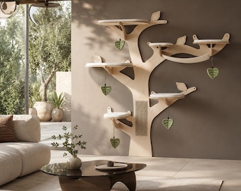 WILLOW cat tree for big cats | cats decor. Modern cat wall furniture - tower, perch. Scratching post, beds, hammock