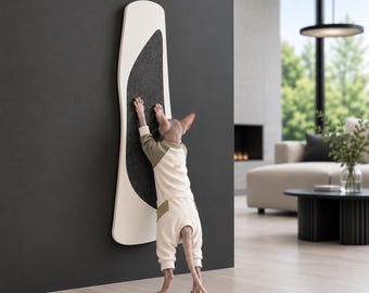 TRUNK SCRATCHER - for a small cat, wall mounted modern cat furniture, scratching post. hardwood plywood perch. 96 CM