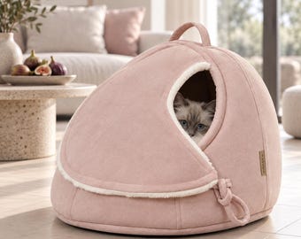 HIDE'IN CAVE plus - Katzenhöhlenbett, Kätzchenhöhle, kleine Hundehöhle, gemütliches Katzenversteck, warmes Katzenbett, weiche Haustiertransportbox, Premium-Bett, Katzentransportbox.