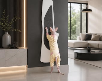 TRUNK SCRATCHER - for a small cat, wall mounted modern cat furniture, scratching post. hardwood plywood perch. 96 CM