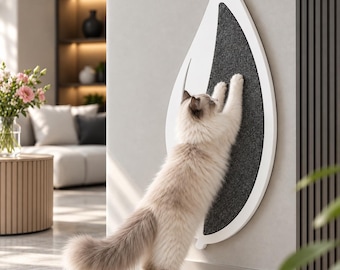 LEAF SCRATCHER with felt - for a large cats, wall mounted modern cat furniture, scratching post. hardwood plywood perch. 100 CM