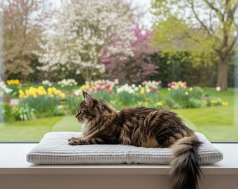 WINDOW - windowsill mat, bed for cats. Cut to size! Choose width & length! Warm, comfortable, pet-friendly fabrics. Washable.