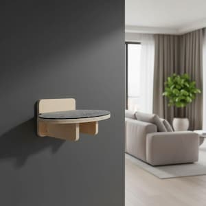 OVAL cat step, shelf with felt scratcher. Modern climb wall mounted cat furniture. Add bridges, wall beds, more shelves. Multiple colors.