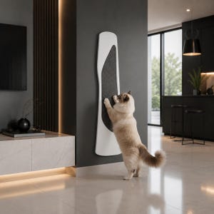 Griffoir mural pour grand chat - Meuble moderne pour chat, poteau à griffer. Perchoir en contreplaqué de bois dur. 120 cm