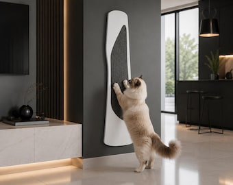 TRUNK SCRATCHER - for a large cat, wall mounted modern cat furniture, scratching post. hardwood plywood perch. 120 CM