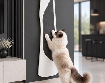 TRUNK SCRATCHER - for a large cat, wall mounted modern cat furniture, scratching post. hardwood plywood perch. 120 CM
