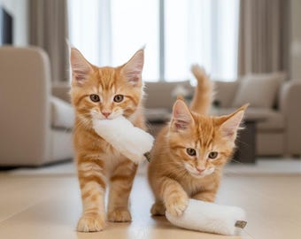 FIGIEL – set (2 pcs.), Cat Toy Durable Teaser, Fishing Pole, Handmade, Premium Quality. Pet-friendly, washable.