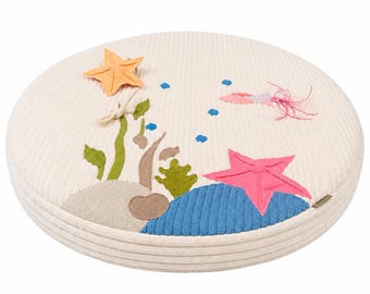 AQUA – Large Sensory Mat for Cats. Warm cushion, pillow. Sensory toys, play. Handmade. Ø 70 cm