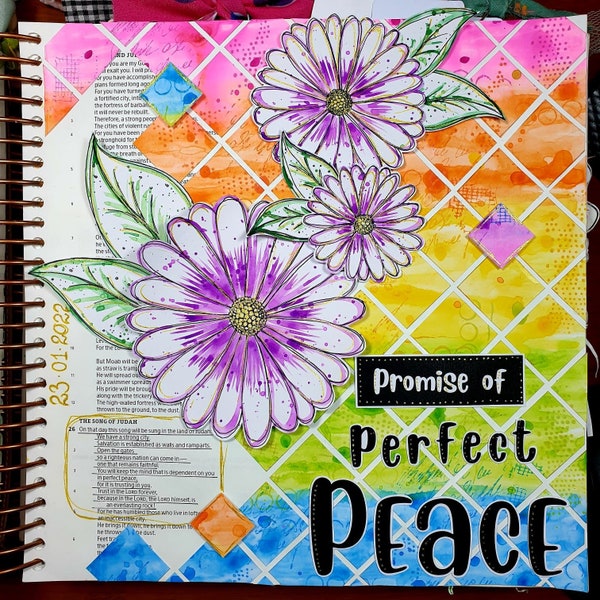 Promise of Perfect Peace  | Bible Art Prayer Journal Bible Journal Devotional Printable