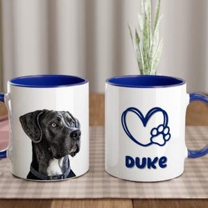 Custom Pet Portrait Mug Cartoon Dog Cat Cup Personalised Coloured Ceramic Gift for Pet Lovers Unique Coffee Tea Mug