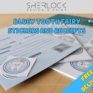 Bluey Tooth Fairy Sticker and Tooth Fairy Receipt Ideas (Free Australia wide Shipping)