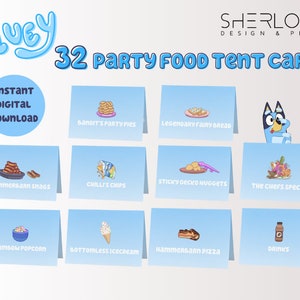 Bluey Party Food Tent Cards Bundle - 32 cards | Bluey themed Party Food Labels | Instant Download