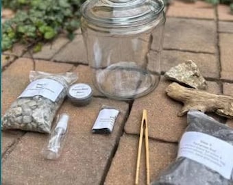 DIY Live Moss Terrarium, Slate Terrarium Kit, Closed Terrarium, Glass Terrarium kit, Complete DIY Terrarium kit, Eco System