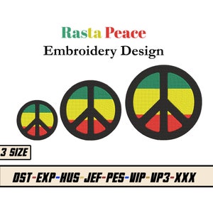 Rasta Embroidery Design - Peace Embroidery dst exp hus jef pes vp3 xxx