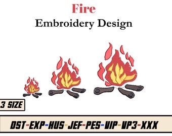 Flammes de feu Conception de broderie - Conception de broderie de feu de camp - Broderie de flammes