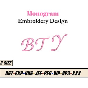 Embroidery Font - Monogram Embroidery Font - Custom Embroidery Design