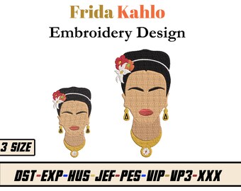 Frida Kahlo Machine Borduurwerk Design dst exp hus jef pes vp3 xxx vip