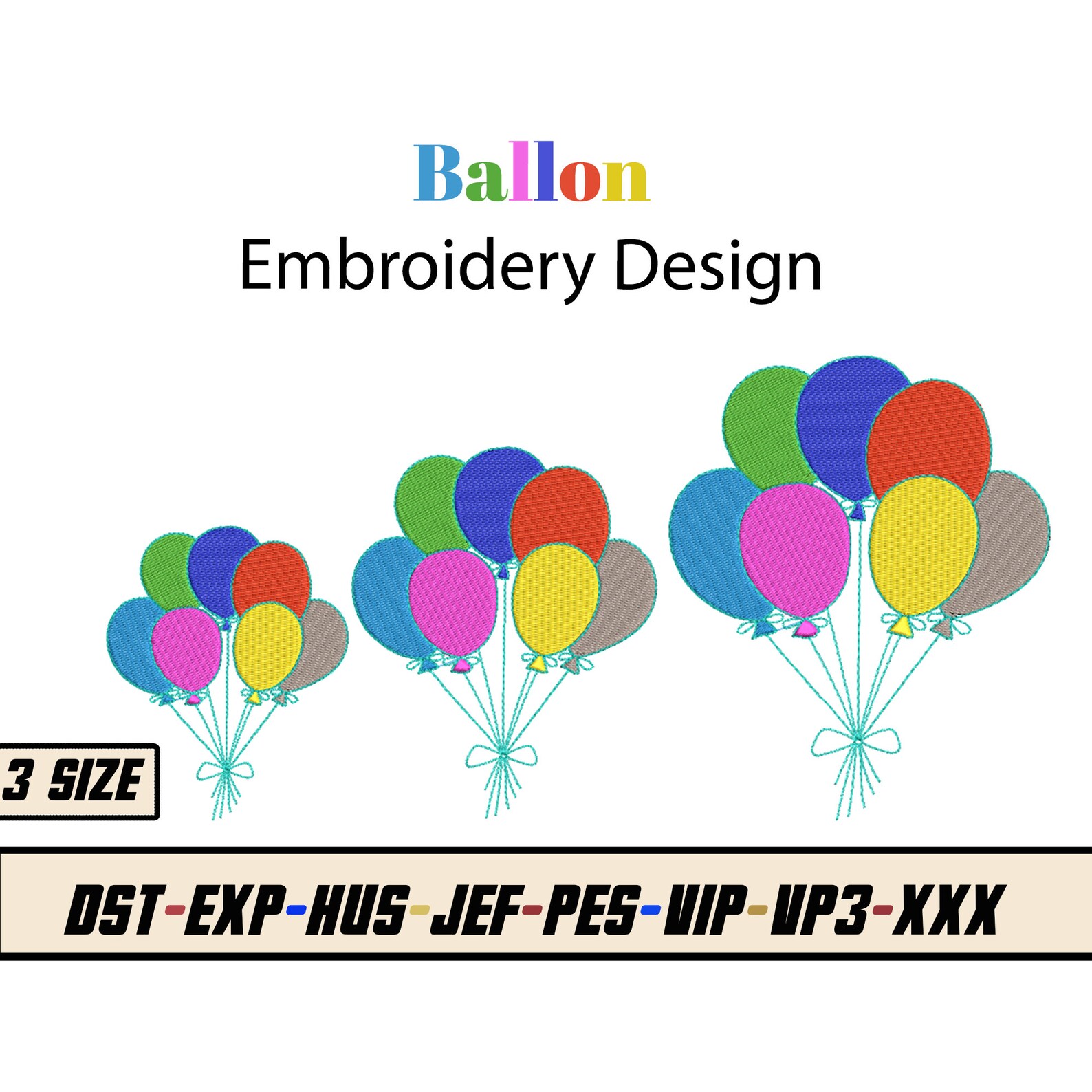 Balloon Embroidery Design – Colorful Balloon - Popular Embroidery ...