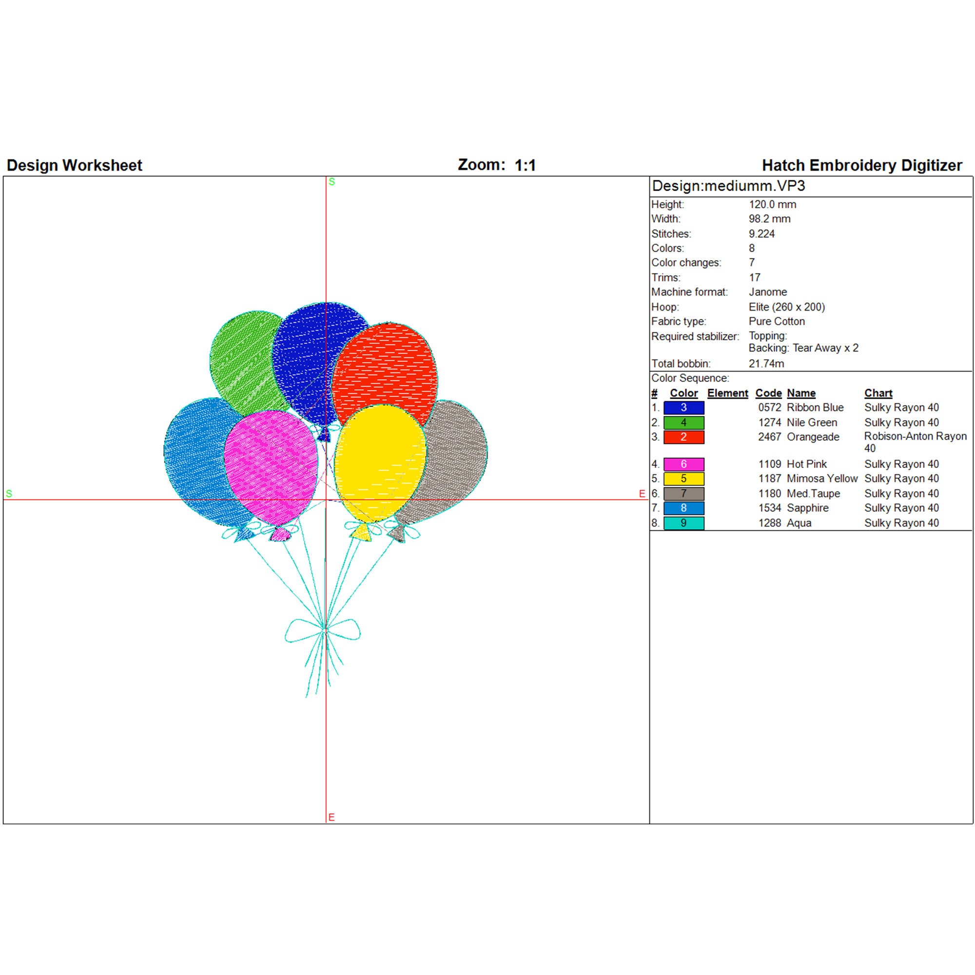 Balloon Embroidery Design – Colorful Balloon - Popular Embroidery ...