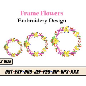 Flower Wreath Embroidery Design - Embroidery Frame Designs - Frame Embroidery Designs