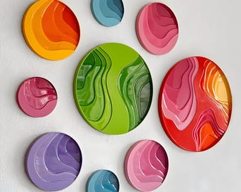 3D Epoxy Resin Wall Art, Handmade Modern Circular Wall Decor, Unique Resin Artwork for Home or Office, Round Epoxy Painting