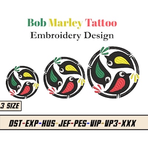 Bob Marley Embroidery Design - Birds Tattoo Embroidery Design xxx vp3 pes jpx jef hux exp dst