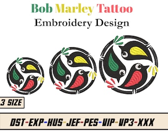 Bob Marley Embroidery Design Birds Tattoo Embroidery Design - Etsy Bob Marley Embroidery Design Birds Tattoo Embroidery Design - Etsy