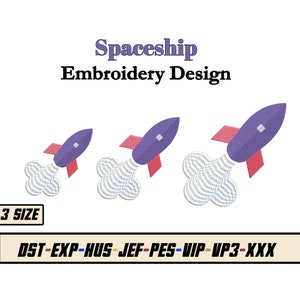 Embroidery Design - Space Rocket Blast Off Instant Download Digital File for Embroidery Machine