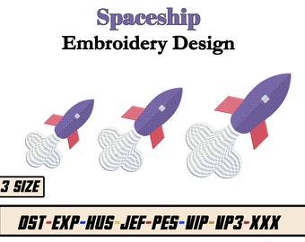 Borduurontwerp - Space Rocket Blast Off Instant Download digitaal bestand voor borduurmachine